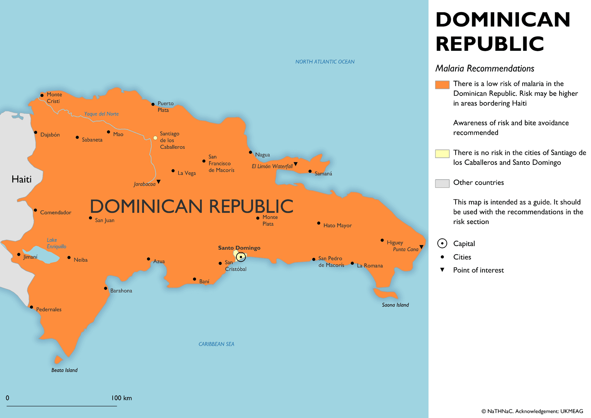 Malaria risk map for Dominican Republic