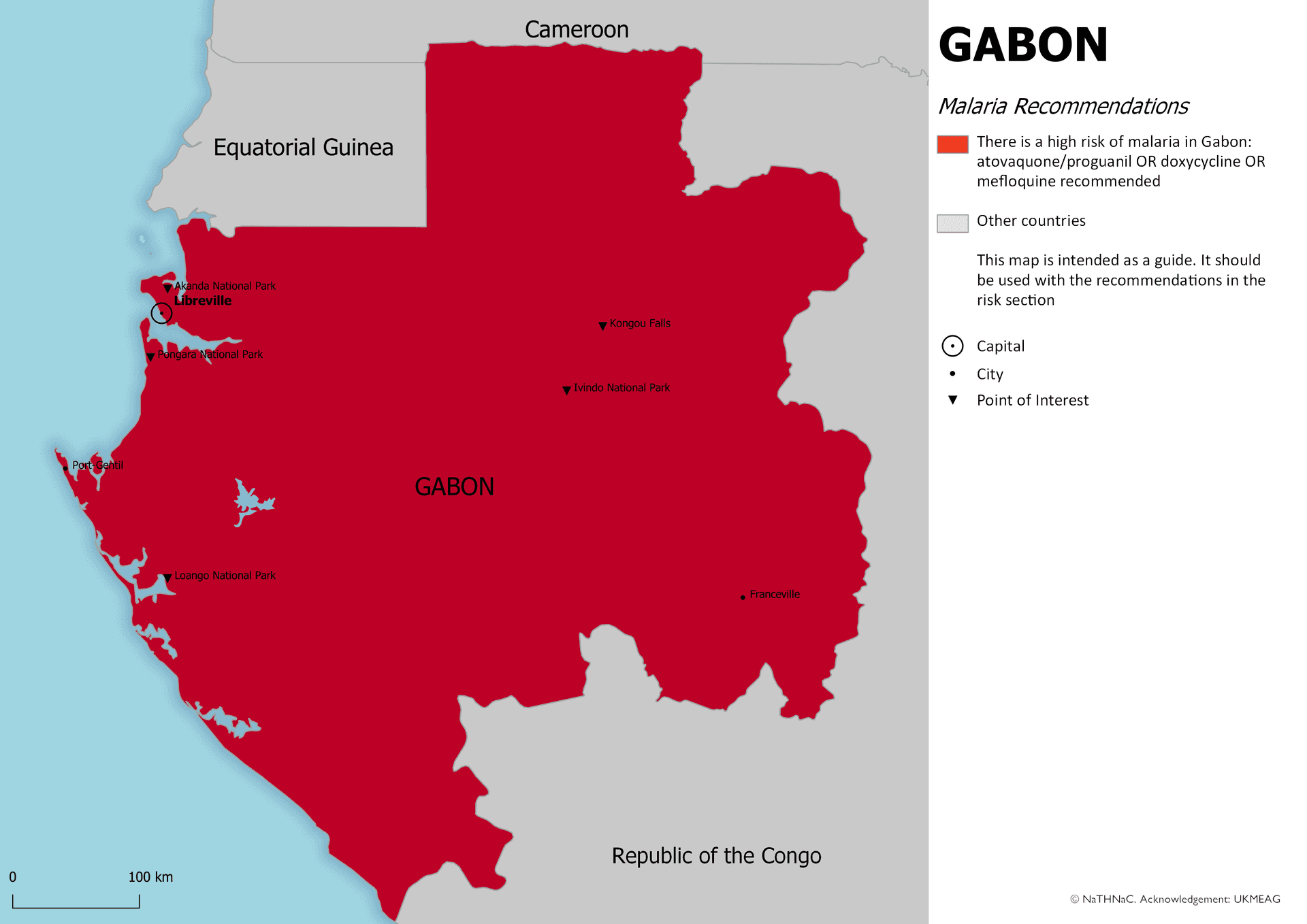 Malaria risk map for Gabon