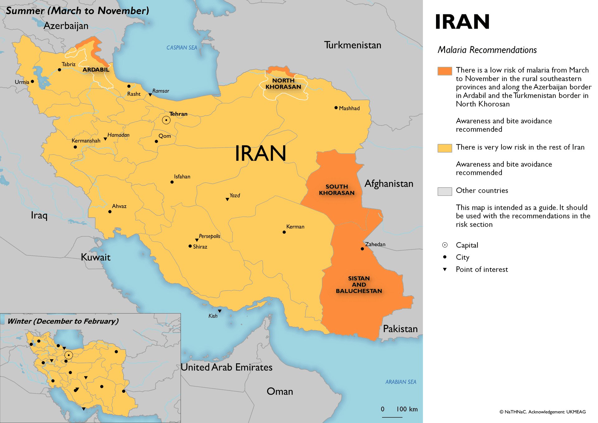 Malaria risk map for Iran