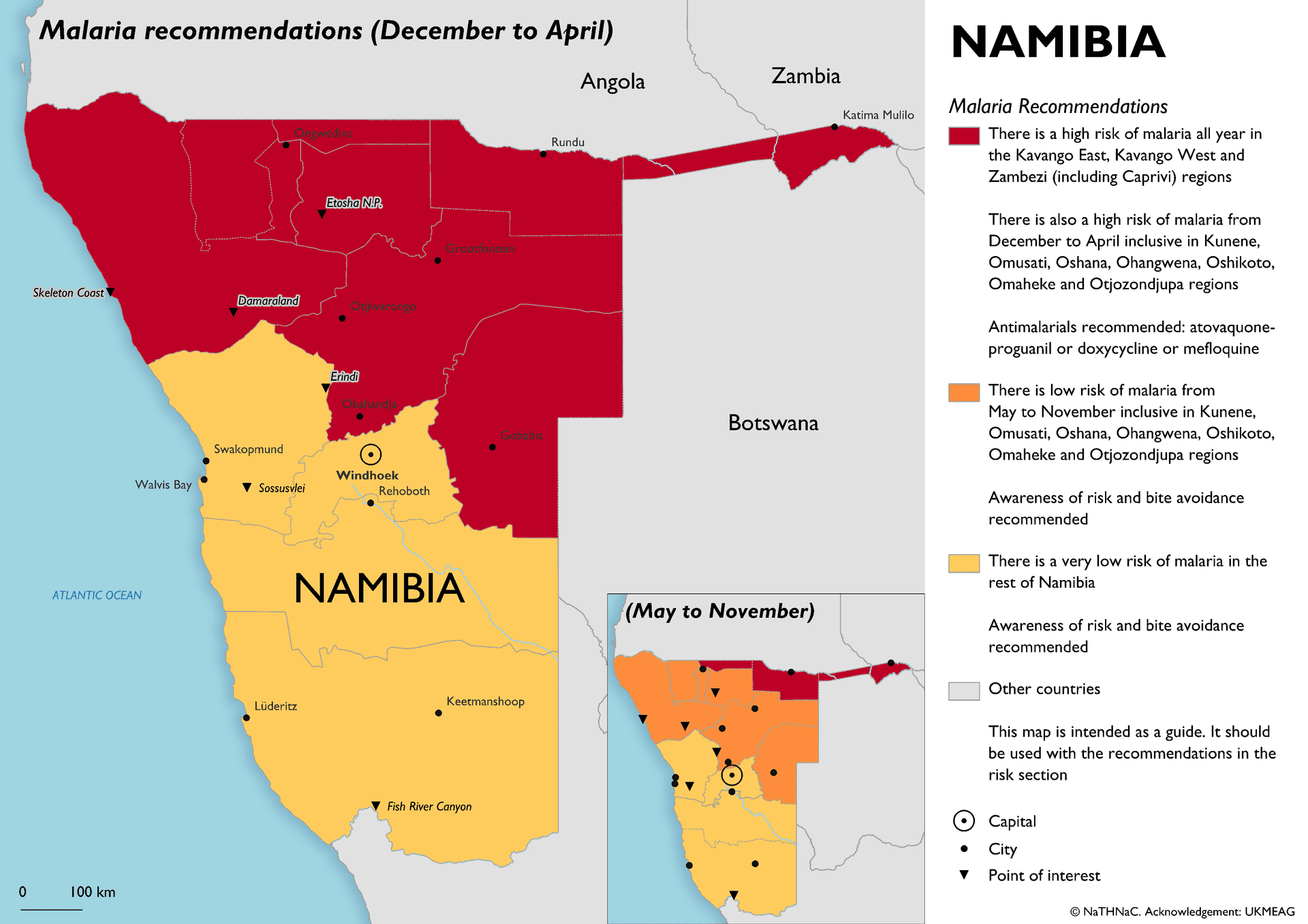 Malaria risk map for Namibia