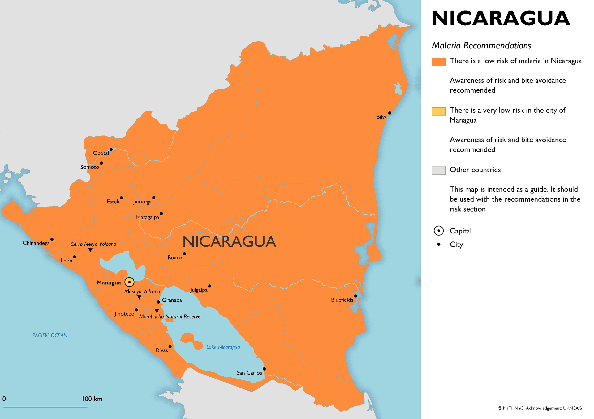 Malaria risk map for Nicaragua