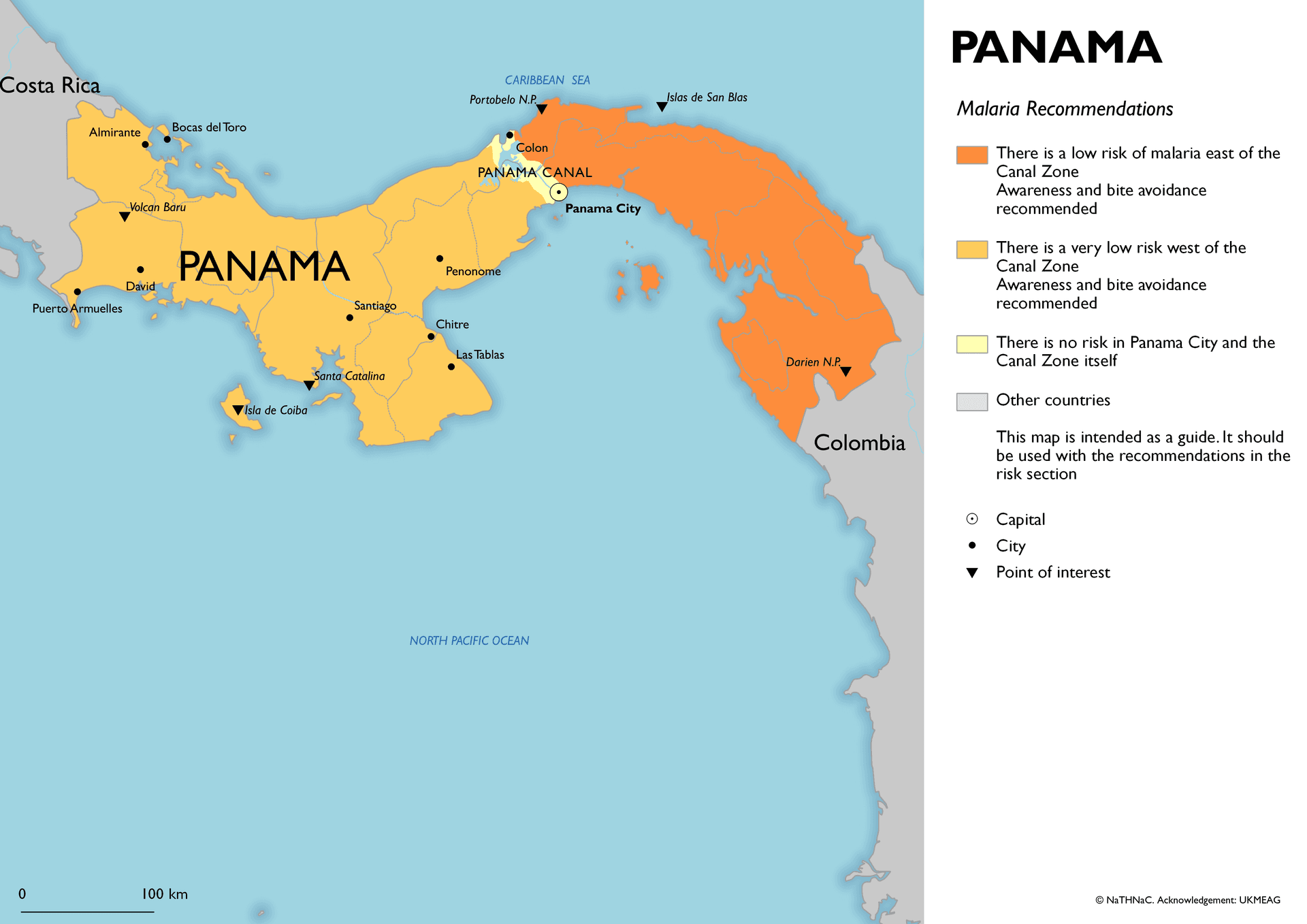 Malaria risk map for Panama