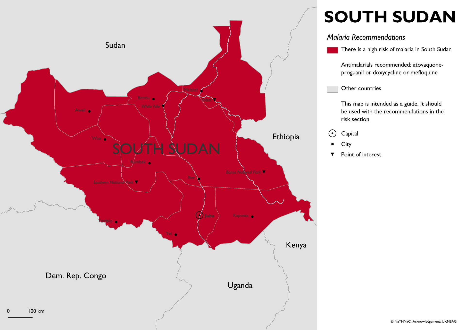 Malaria risk map for South Sudan