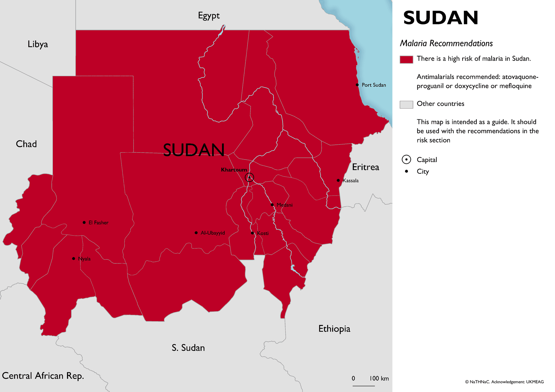 Malaria risk map for Sudan