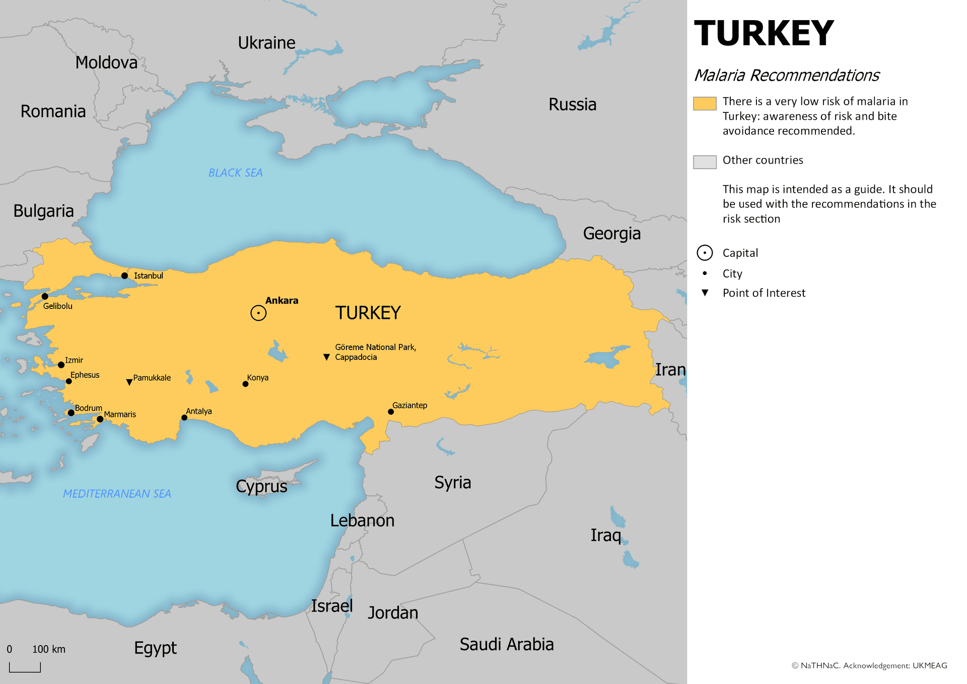 Malaria risk map for Turkey