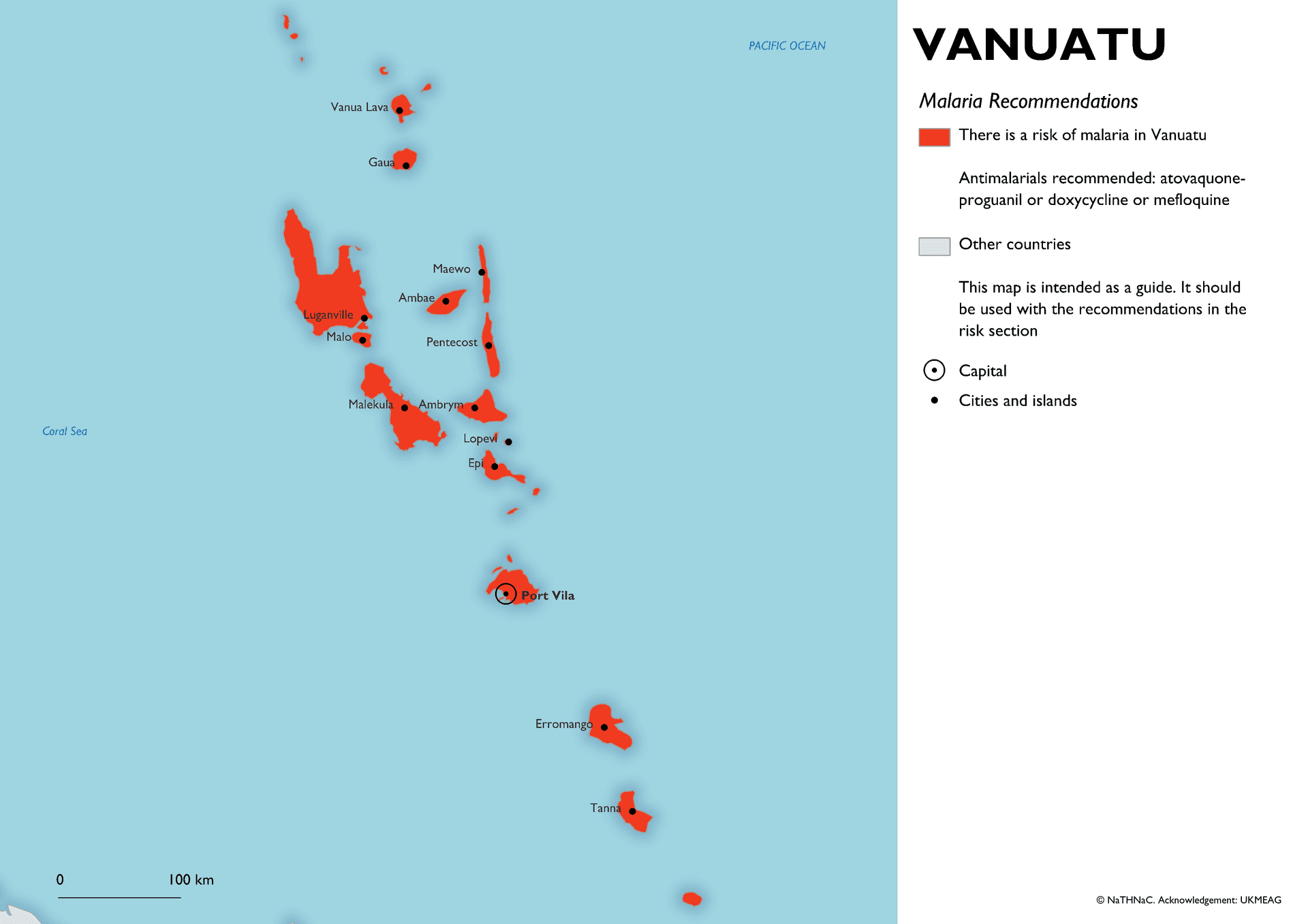 Malaria risk map for Vanuatu