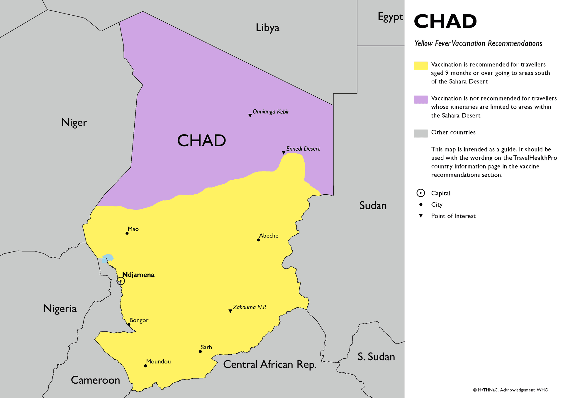 Yellow Fever risk map for Chad