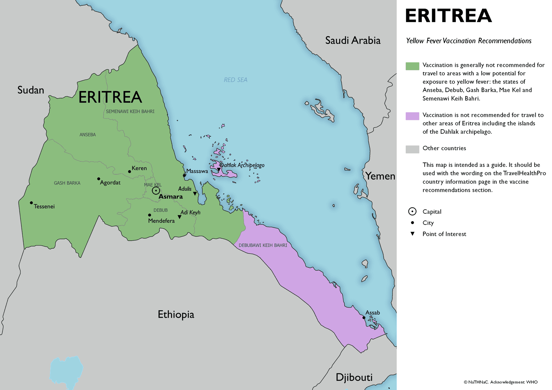 Yellow Fever risk map for Eritrea