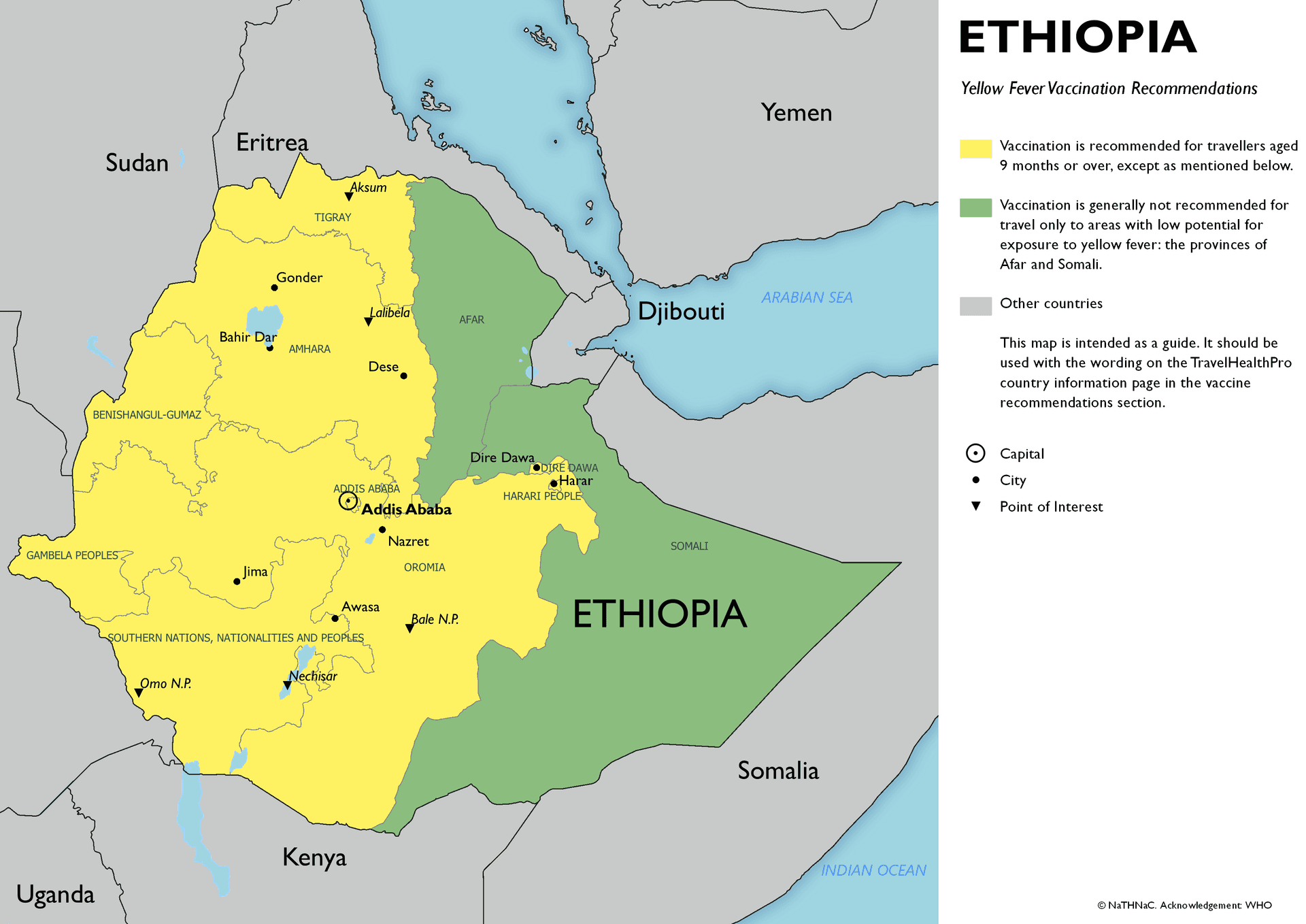 Yellow Fever risk map for Ethiopia