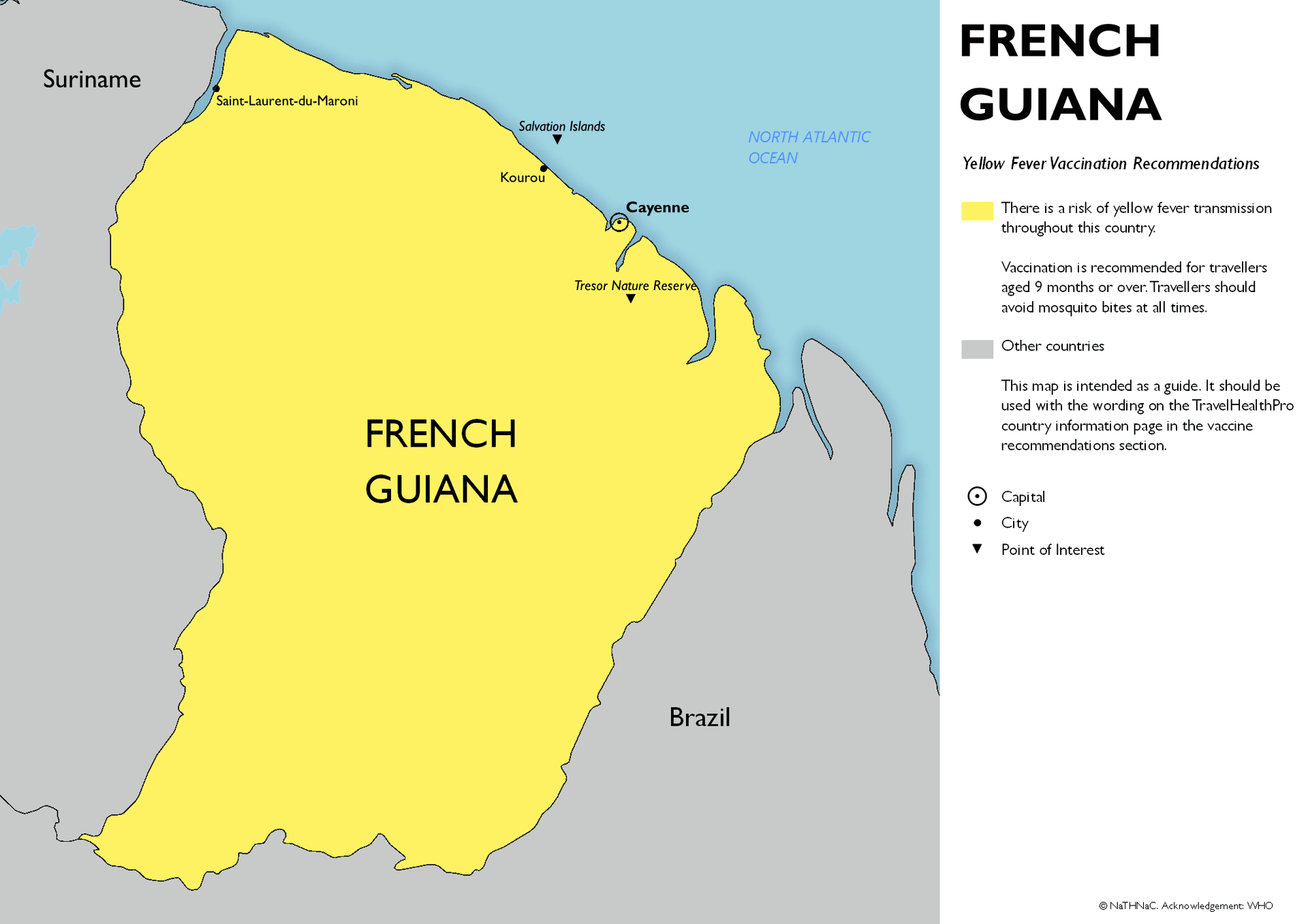 Yellow Fever risk map for French Guiana
