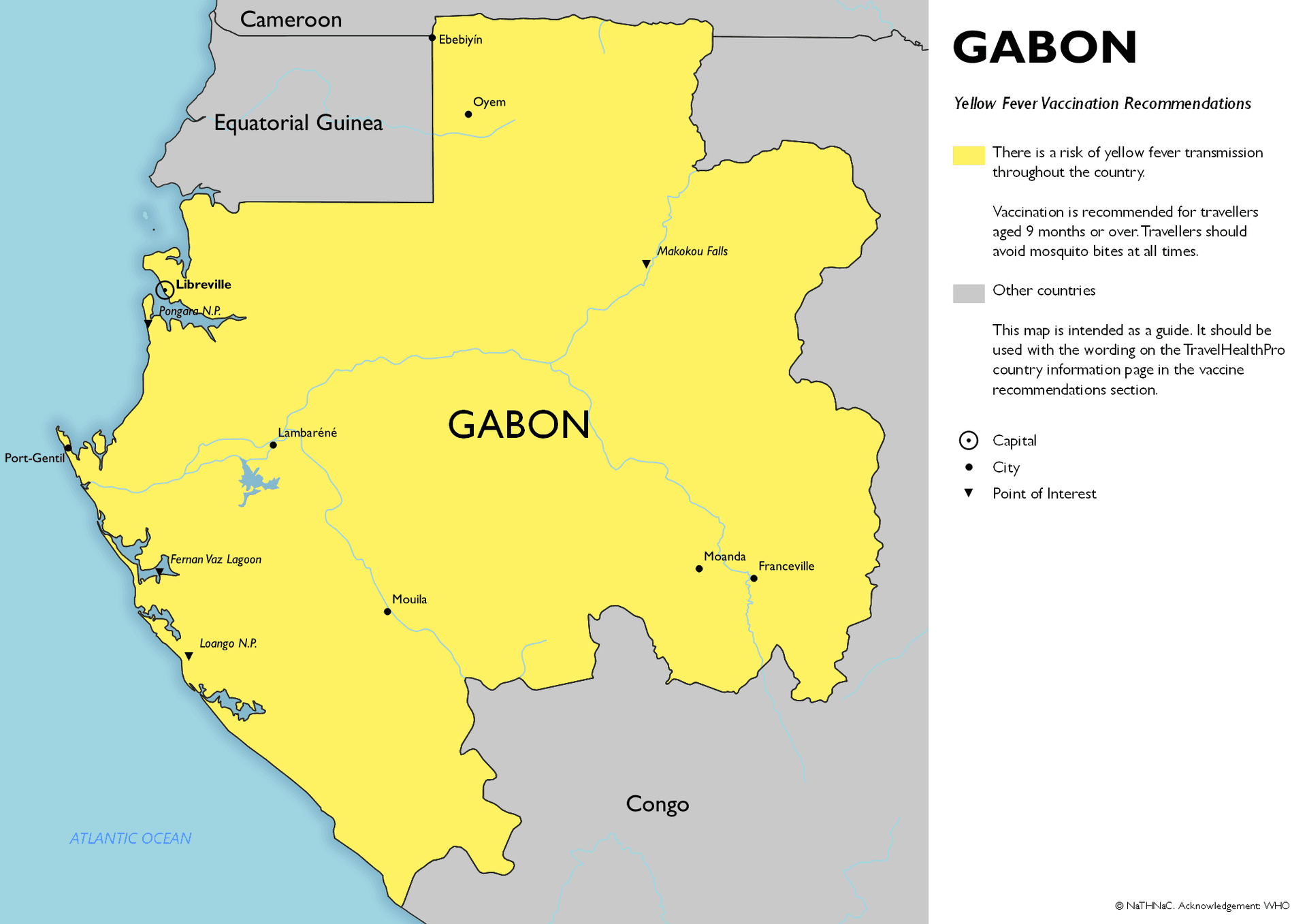 Yellow Fever risk map for Gabon