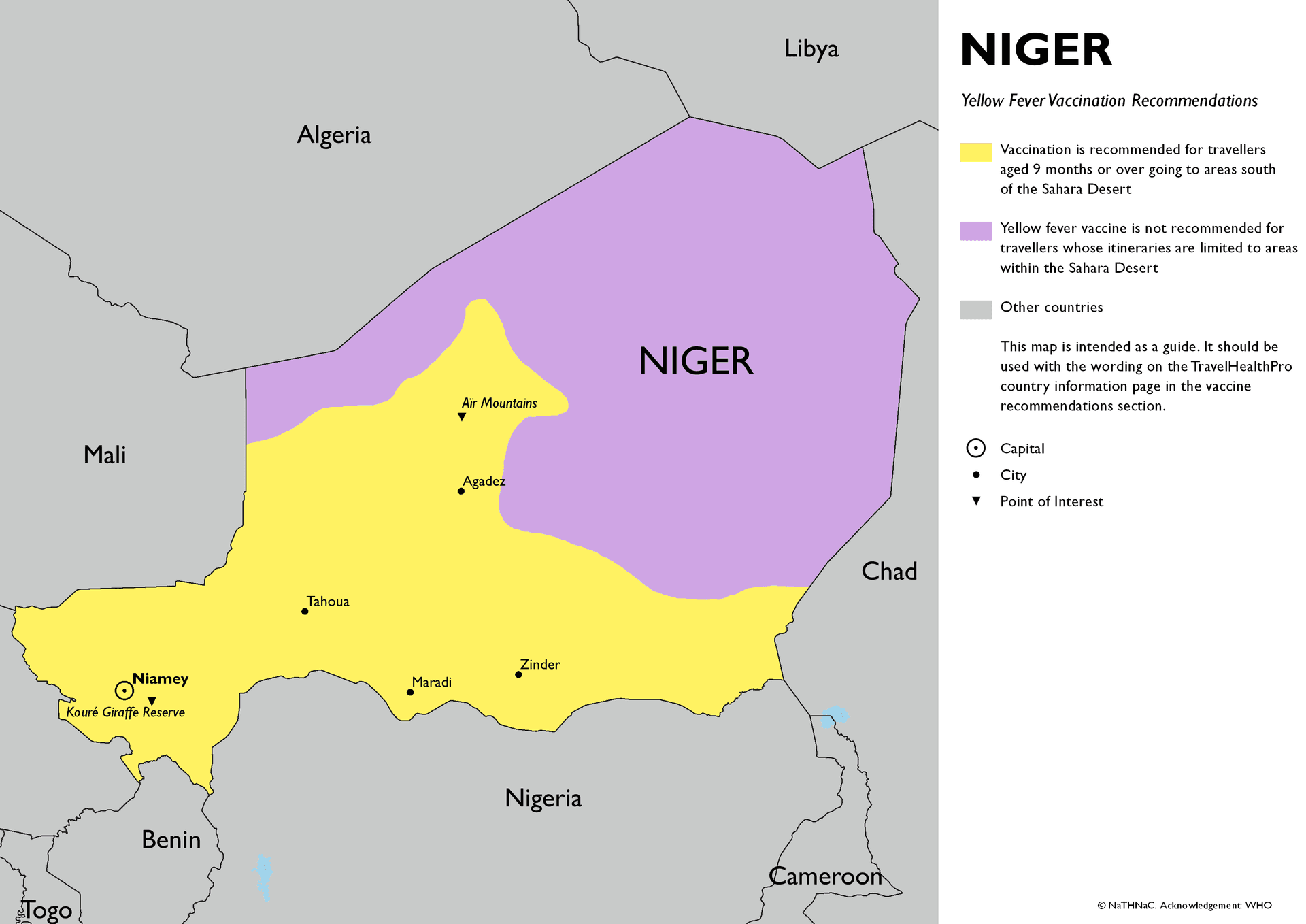 Yellow Fever risk map for Niger
