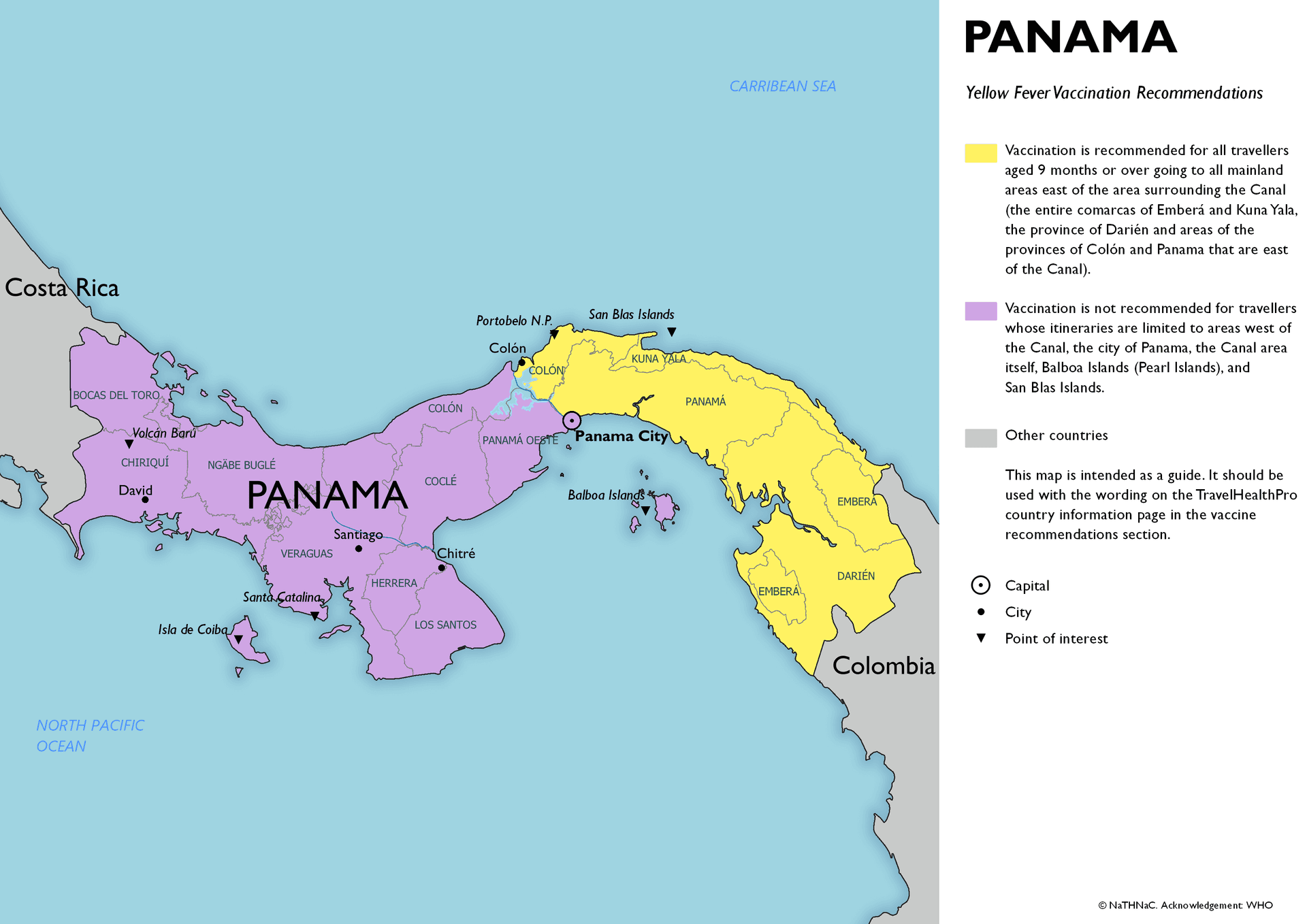 Yellow Fever risk map for Panama