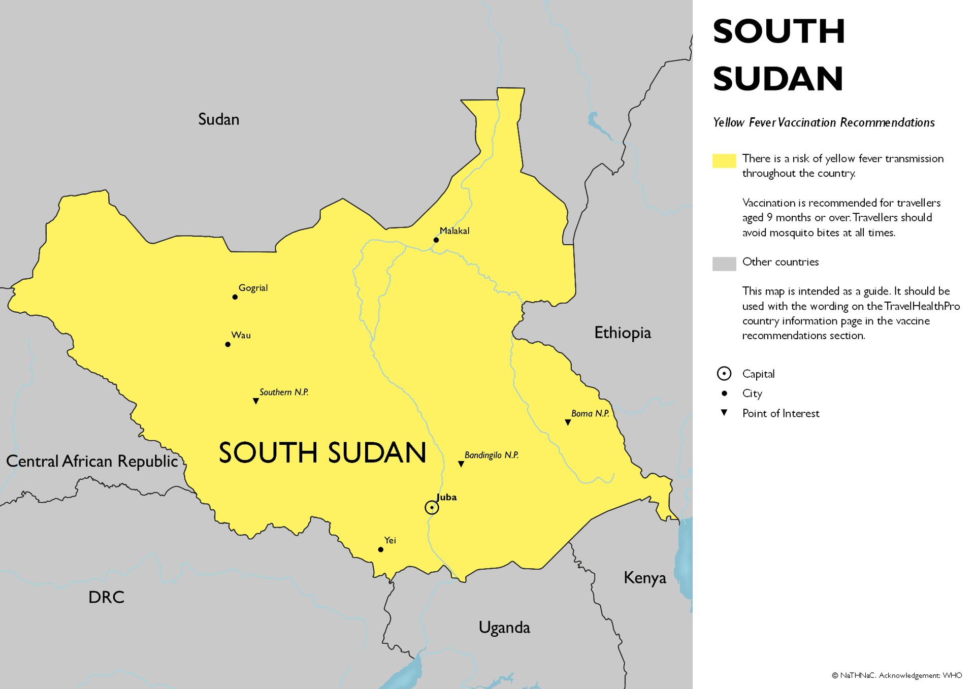 Yellow Fever risk map for South Sudan