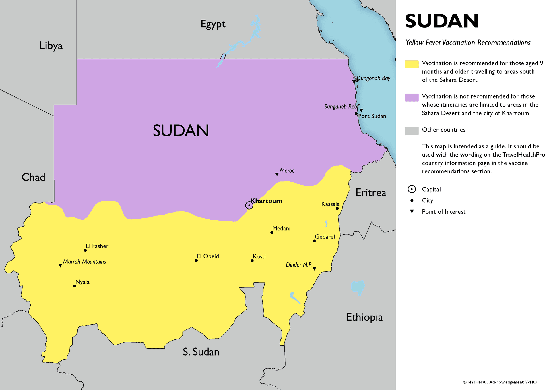 Yellow Fever risk map for Sudan